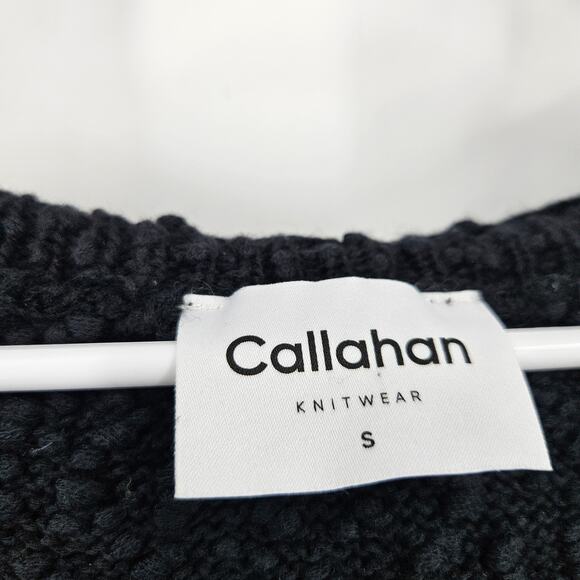 Callahan Hoodie Sweater Black Boucle Knit Square Neck Pullover Crop NWT Size S - Picture 2 of 6